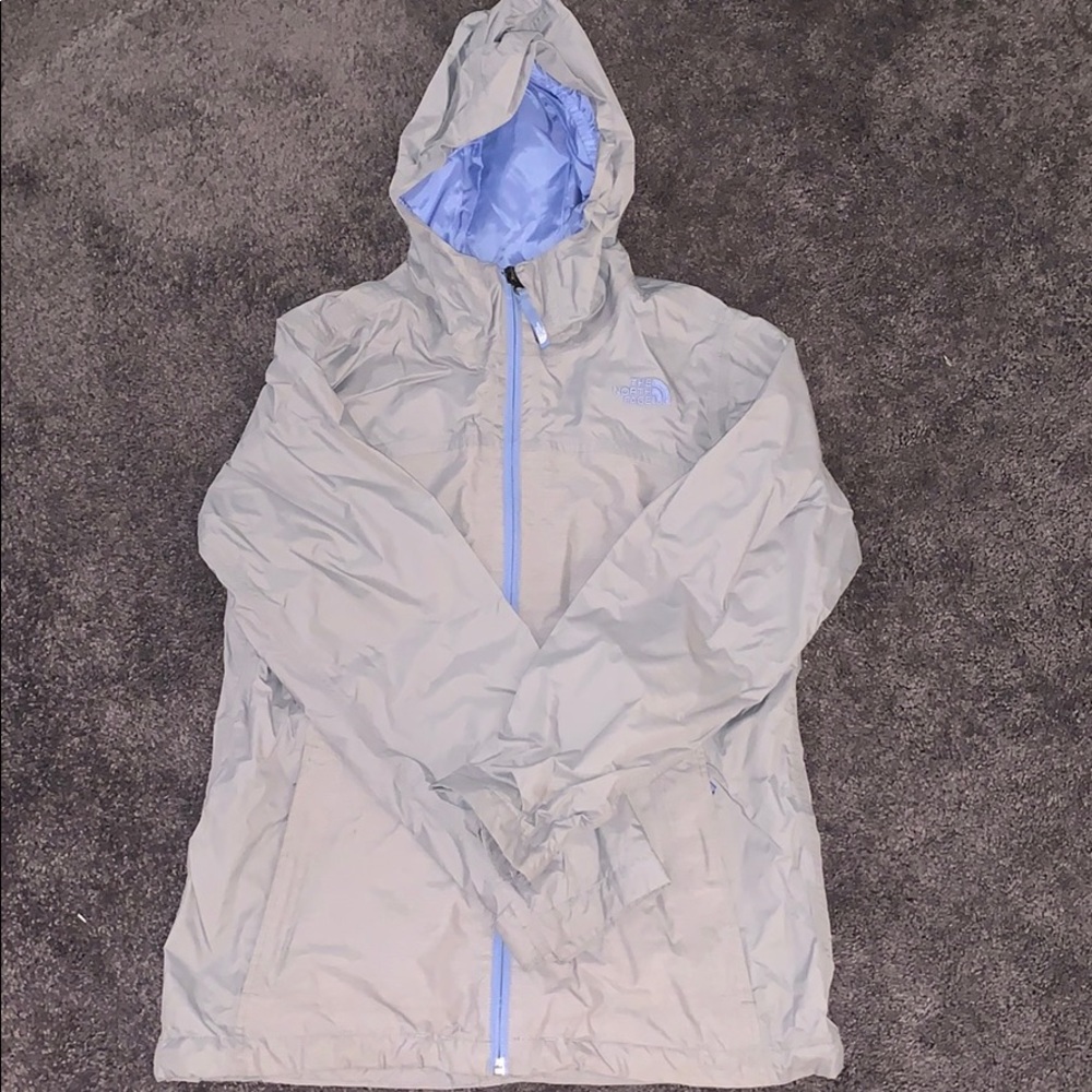 silver and purple girls north face 3 in 1 jacket